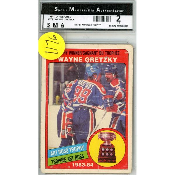 Wayne Gretzky 1983-1984 O-PEE-CHEE Art Ross Trophy #373  Graded SMA 2
