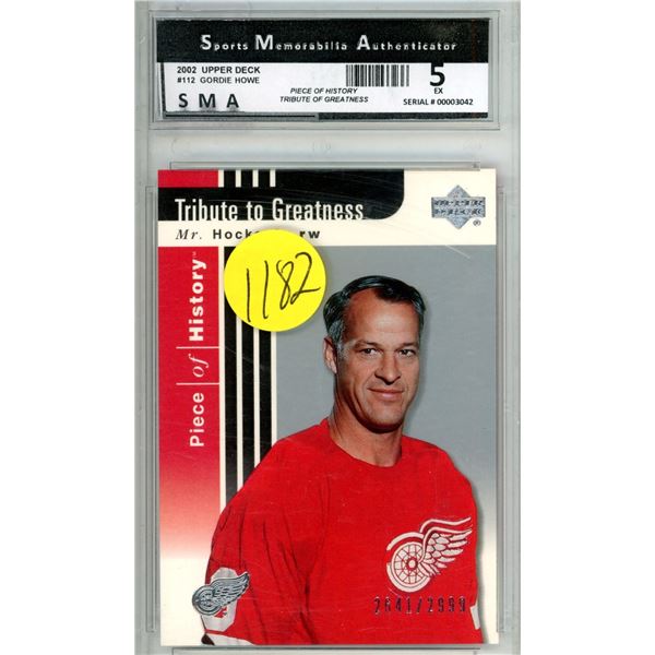 Gordie Howe 2002 Upper Deck #112 Tribute to Greatness SMA graded 5 EX