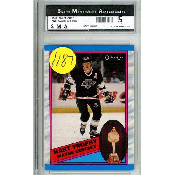 Wayne Gretzky 1989 O-PEE-CHEE #320 Hart Trophy SMA graded 5 EX