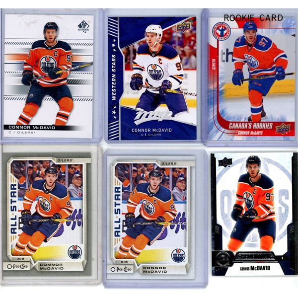 6pcs Connor McDavid 2019-2020 SP Authentic Hockey #19 + 2018-19 MVP Hockey #WS-1 + 2016 national Hoc