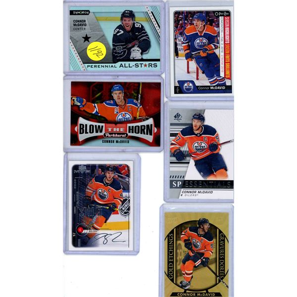 6 cardsConnor McDavid 2020-21 Upper Deck Synergy Hockey #PA-5 + 2016-17 O-PEE-CHEE Hockey #601 + 201
