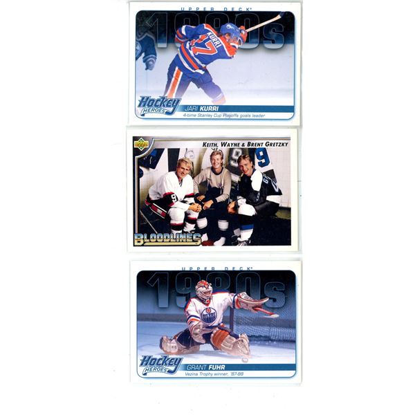 hockey card lot Gretkzy Family, Jari Kurri,  Grant Fuher
