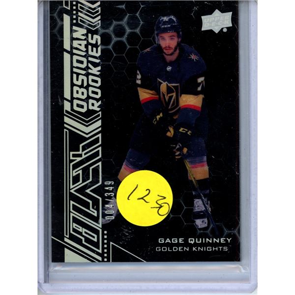 Gage Quinney rookie card 2020-21 SPx - UD Black Obsidian Rookies #OR-33