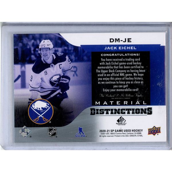 Jack Eichel 2020-21 Upper Deck SP Game Used - Distinctions Materials #DM-JE