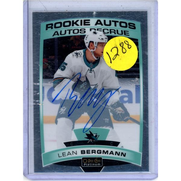 Lean Bergmann rookie card 2019-20 O-Pee-Chee Platinum - Rookie Autos #R-LB