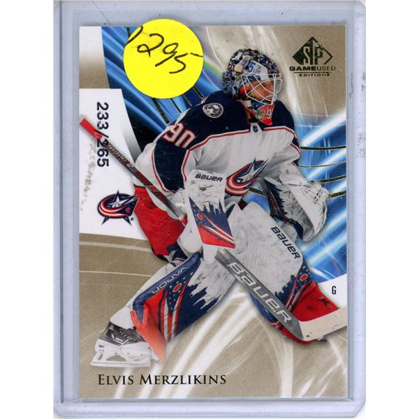 Elvis Merzlikins 2020-21 Upper Deck SP Game Used #17