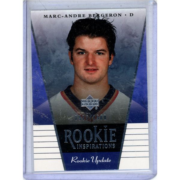 Marc-Andre Bergeron rookie card 2002-03 Upper Deck Rookie Update #138