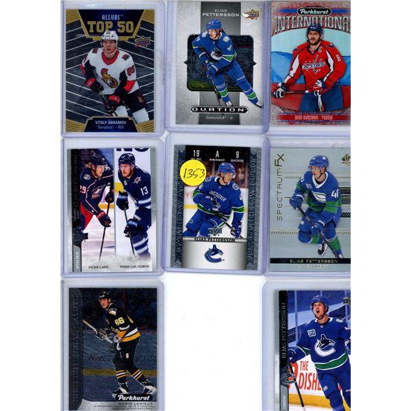 hockey card lot includes Ovetchkin, Lemieux few Pettersson cards, plus
