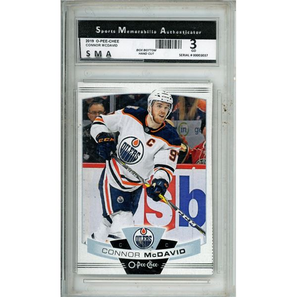 Connor McDavid SMA graded 2019 OPC graded hand cut box botton graded 3