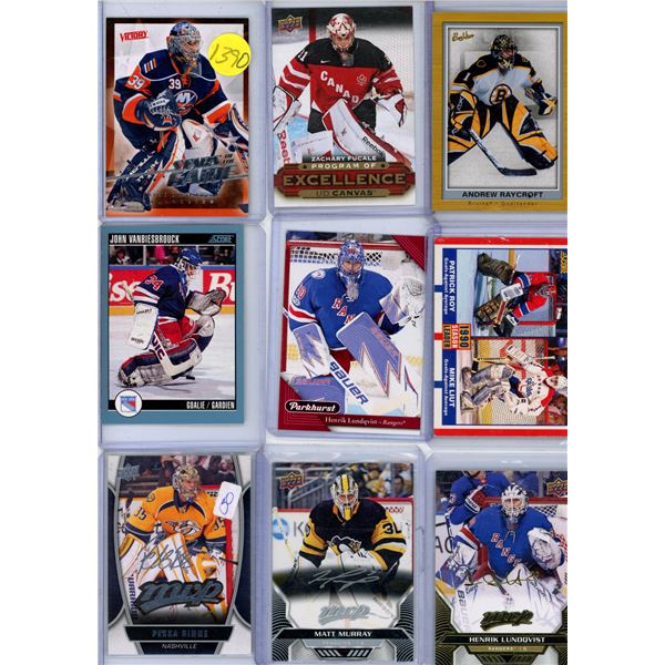 9 Goalie hockey card lot include Lundquist, Renne, and more Upper Deck