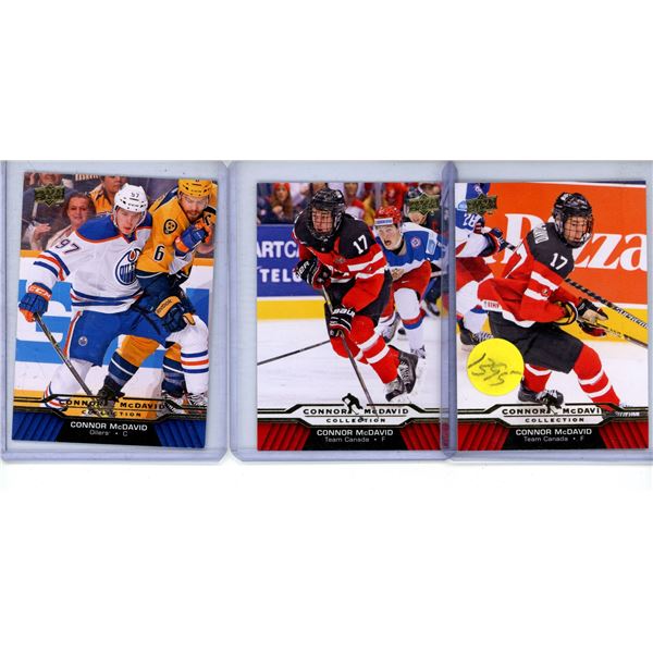 3 Connor McDavid  hockey card lot