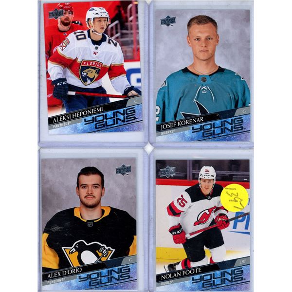 (4) 2021 Young Guns hockey card lot