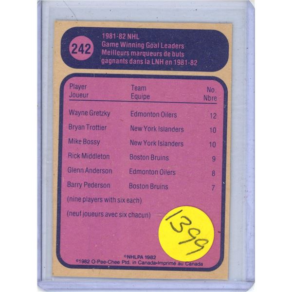 1982-83 O-Pee-Chee  hockey card #242 Wayne Gretzky
