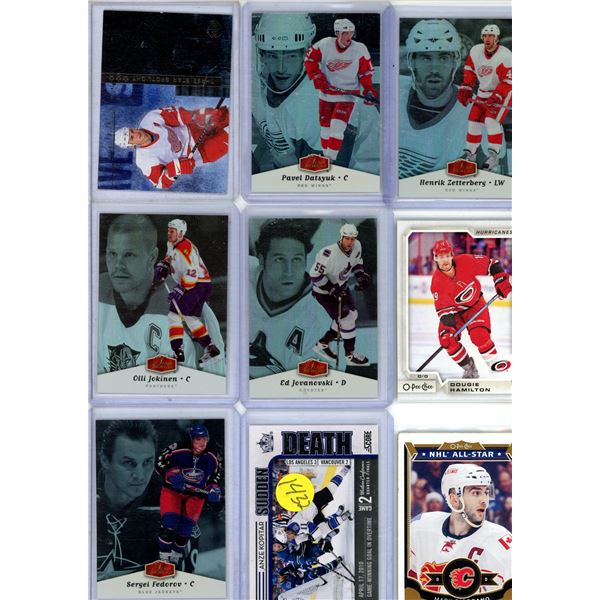 9 card lot includes Kopitar, Giordano Upper deck hockey cards