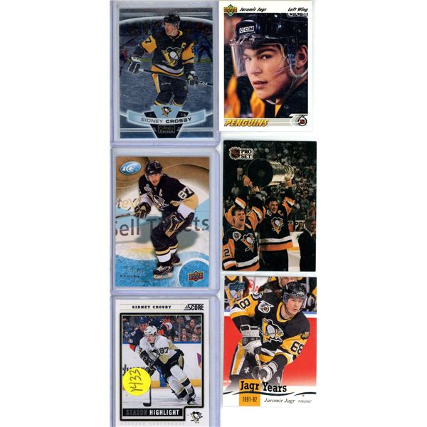 6 card Lemieux, Crosby, Jagr Pittsburgh Penguin lot