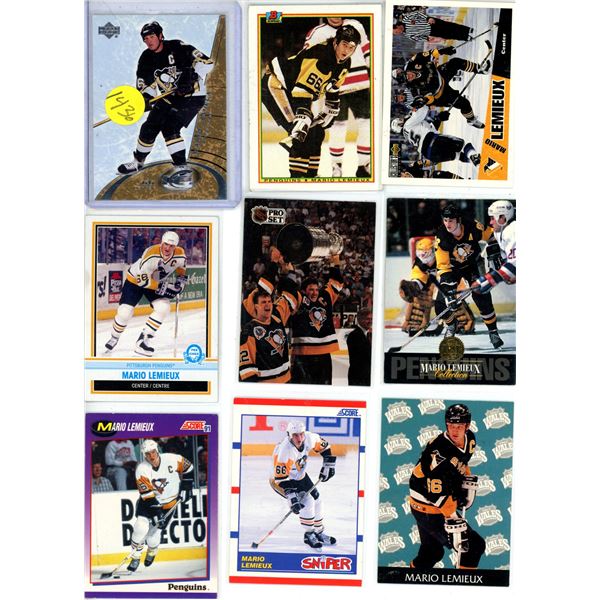 9 Mario Lemieux hockey card lot