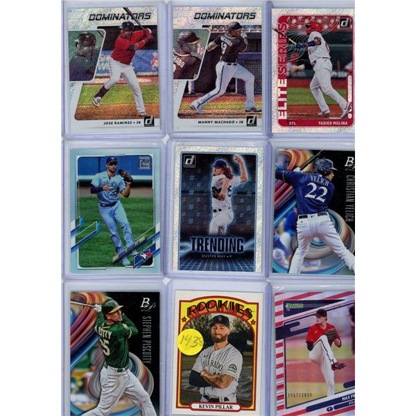 9 baseball card lot includes serial numbered card , plus Kevin Pillar, Ramirez, Machado