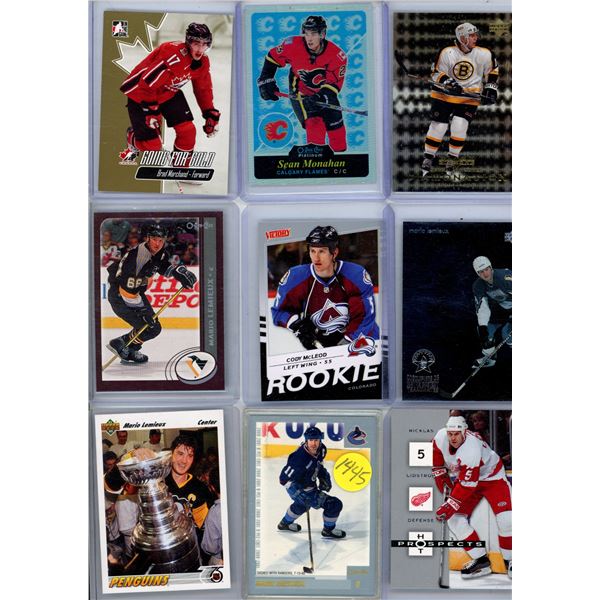 9 hockey card lot includes Mario Lemieux, Monahan, Marchand 2007 rookie