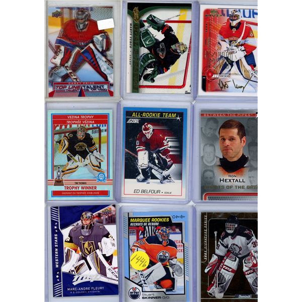 9 goalie lot hockey cards modern upper deck inlcudes Carey Price, Marc-Andre Fleury, Hasek, Hextall