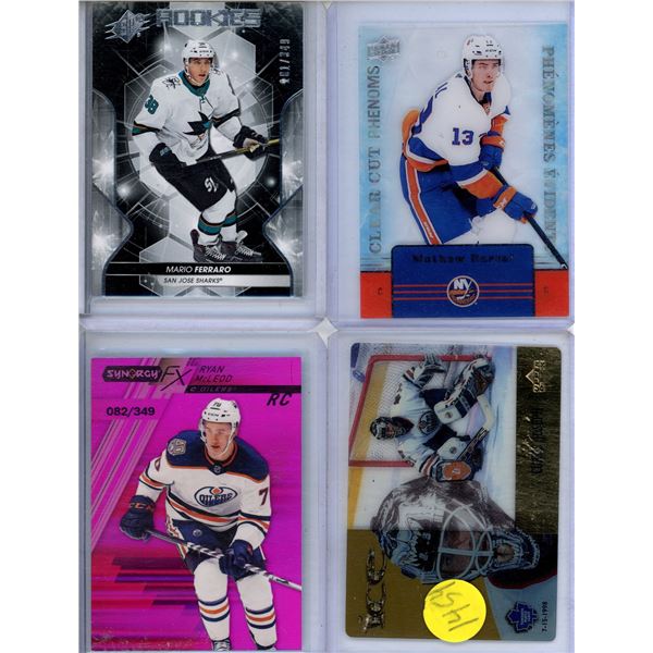 4 hockey cards includes rookies and acetate card upper deck  hockey