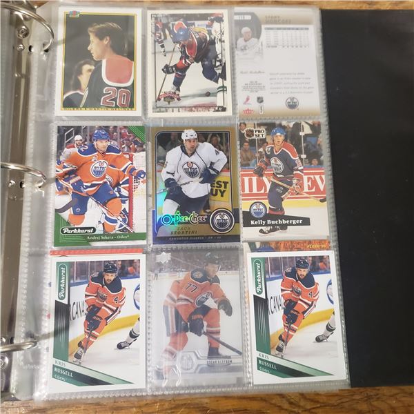 Edmonton Oilers hockey cards binder full almost all Oilers from Jari Kurri and Charlie Huddy to Conn
