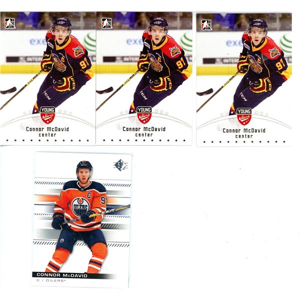 4 Connor McDavid cards includes 3 rookie 2014-15 In The Game Young Stars #21 - Connor McDavid