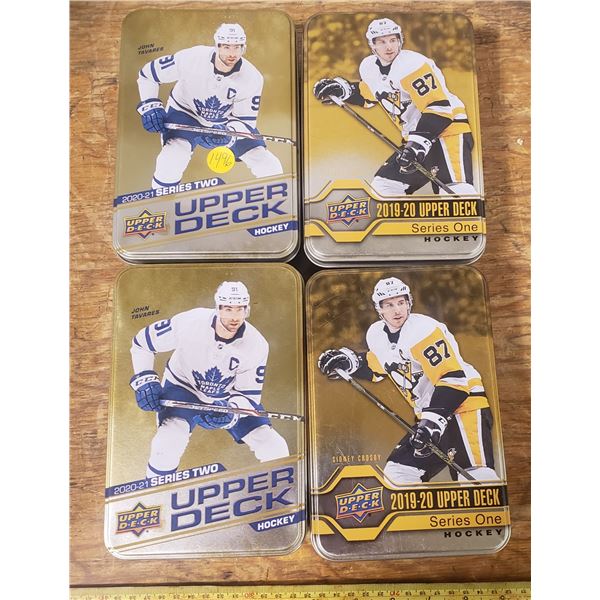 four upper deck card tins (empty) Sidney Crosby, Tavares