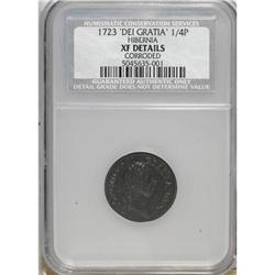 1723 FARTH Hibernia Farthing, D:G:REX  XF40 CSN