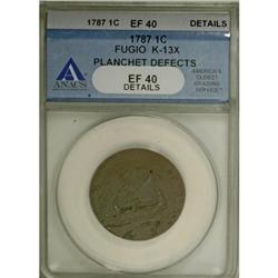 1787 1C Fugio Cent, STATES UNITED, Cinquefoils XF40 AN