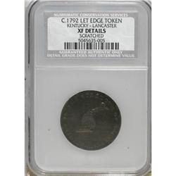 (1792-94) TOKEN Kentucky Token, LANCASTER Edge XF40 CS