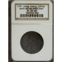 1791 1C Washington Large Eagle Cent VF25 NGC