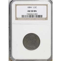 1804 1/2 C Plain 4, No Stems AU50 NGC