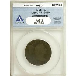 1796 1C Liberty Cap, S-89, B-10, R.3  AG3  ANACS