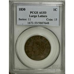 1830 1C Large Letters AU53 PCGS