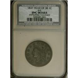 1837 1C Head of 1838 Brown MS60 CSN