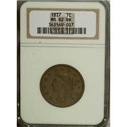 1837 1C Head of 1838 Brown MS62 NGC