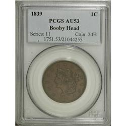 1839 1C Booby Head AU53 PCGS