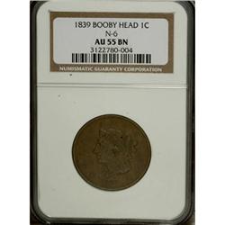 1839 1C Booby Head AU55 NGC