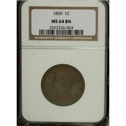 1850 1C Brown MS64 NGC