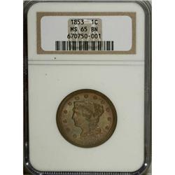 1853 1C Brown MS65 NGC