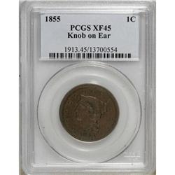 1855 1C Knob on Ear XF45 PCGS