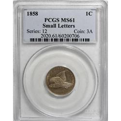 1858 1C Small Letters MS61 PCGS