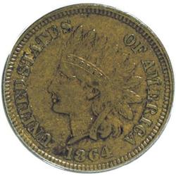 1864 1C L On Ribbon AU53 ANACS