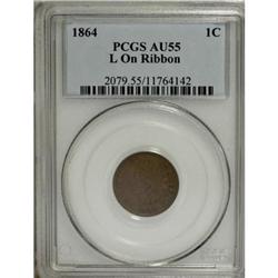 1864 1C L On Ribbon AU55 PCGS