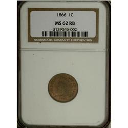 1866 1C Red and Brown MS62 NGC