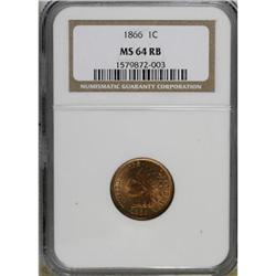 1866 1C Red and Brown MS64 NGC