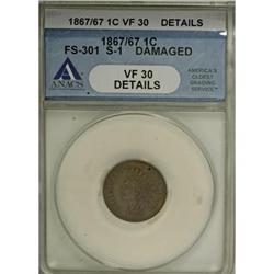 1867 1C VF30 ANACS