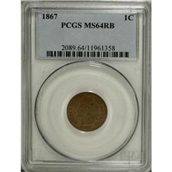 1867 1C Red and Brown MS64 PCGS