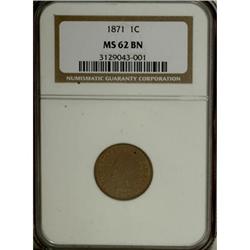 1871 1C Brown MS62 NGC