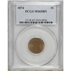 1874 1C Brown MS65 PCGS